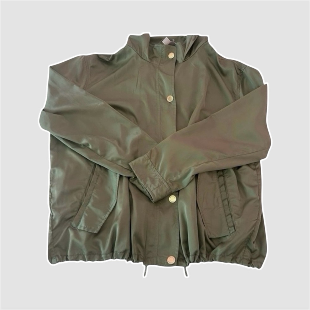 michael kors full zip hooded jacket in green - size xl